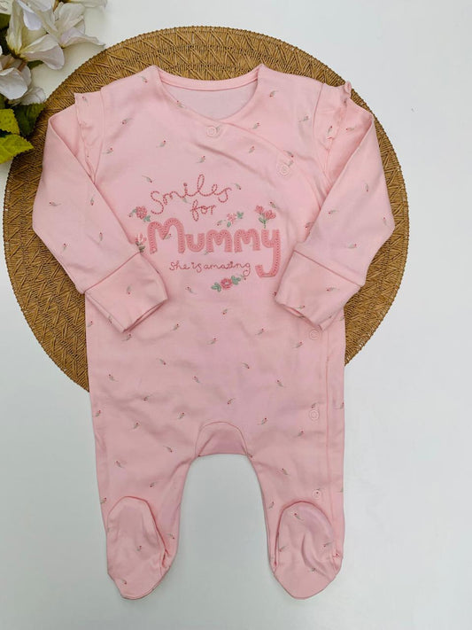 George Embroidered "Smiles For Mummy" Sleepsuit