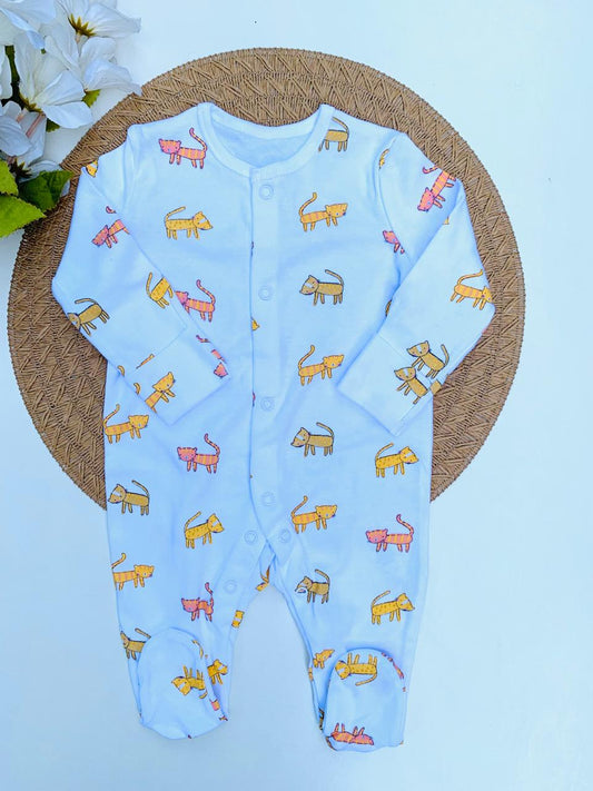 George Cat Print Sleepsuit