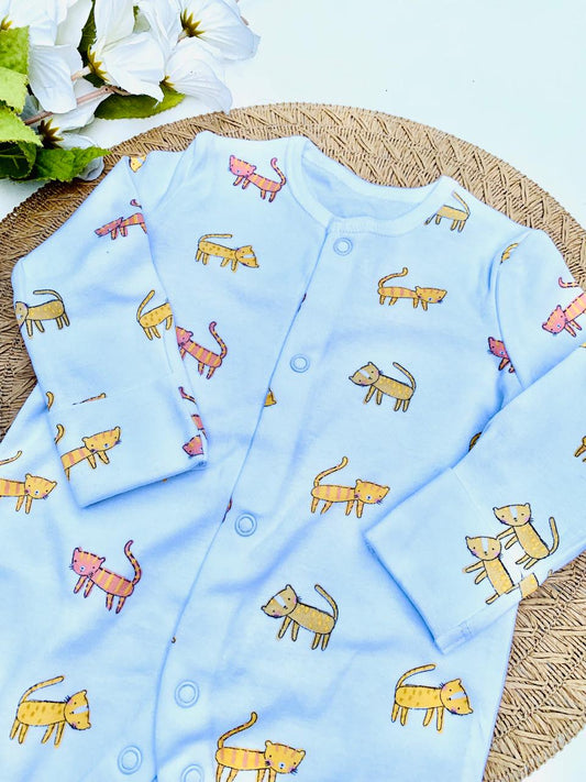 George Cat Print Sleepsuit