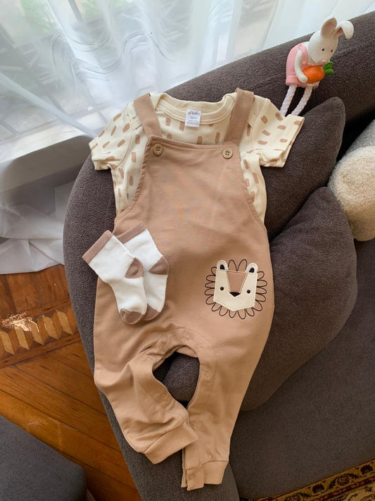 Lion Dungaree with Matching Socks