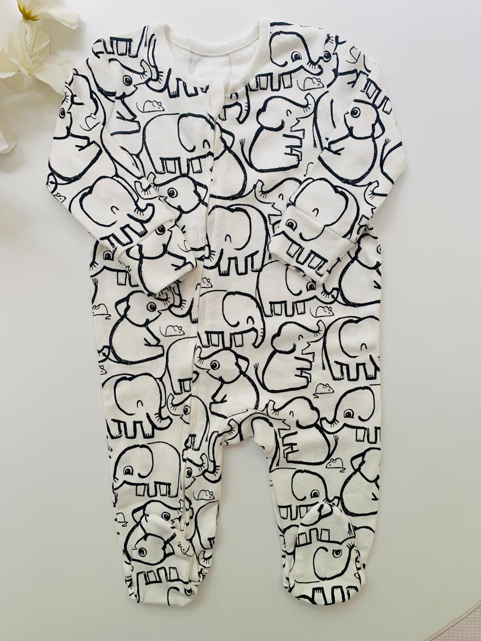 George Elephant  Print Sleepsuit