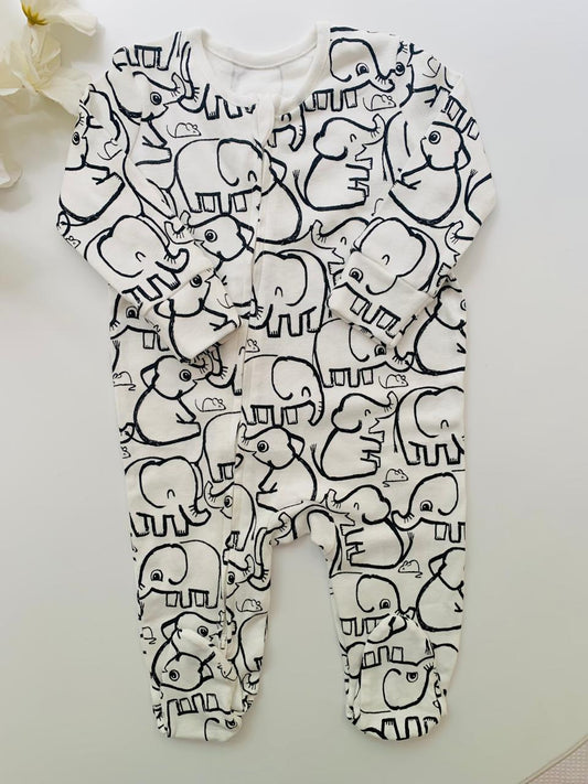 George Elephant  Print Sleepsuit