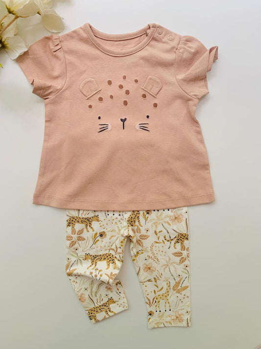 TU Clothing Cat face Shirt and Tights Set