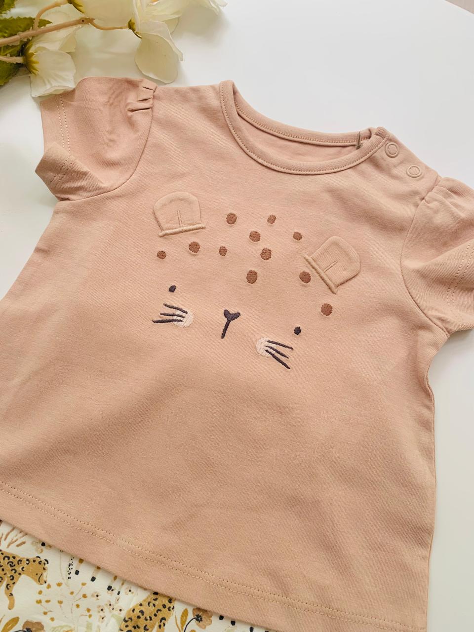 TU Clothing Cat face Shirt and Tights Set
