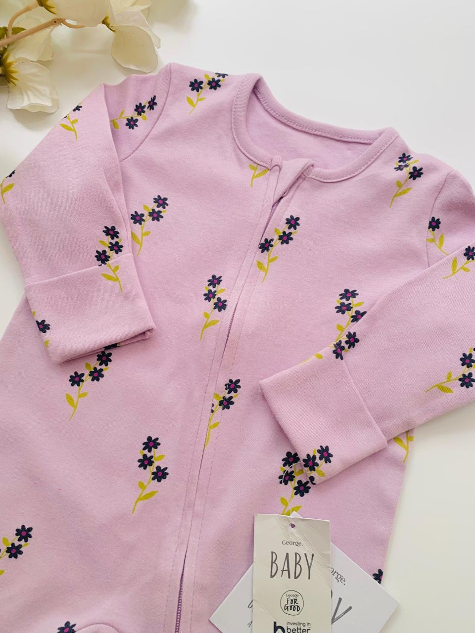 George Flower Print Sleepsuit