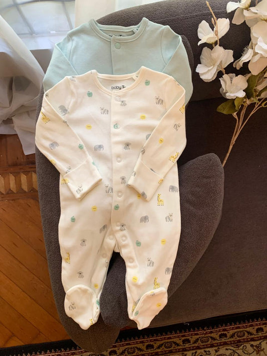 TU Clothing Safari Print  Pack of 2 Sleepsuits