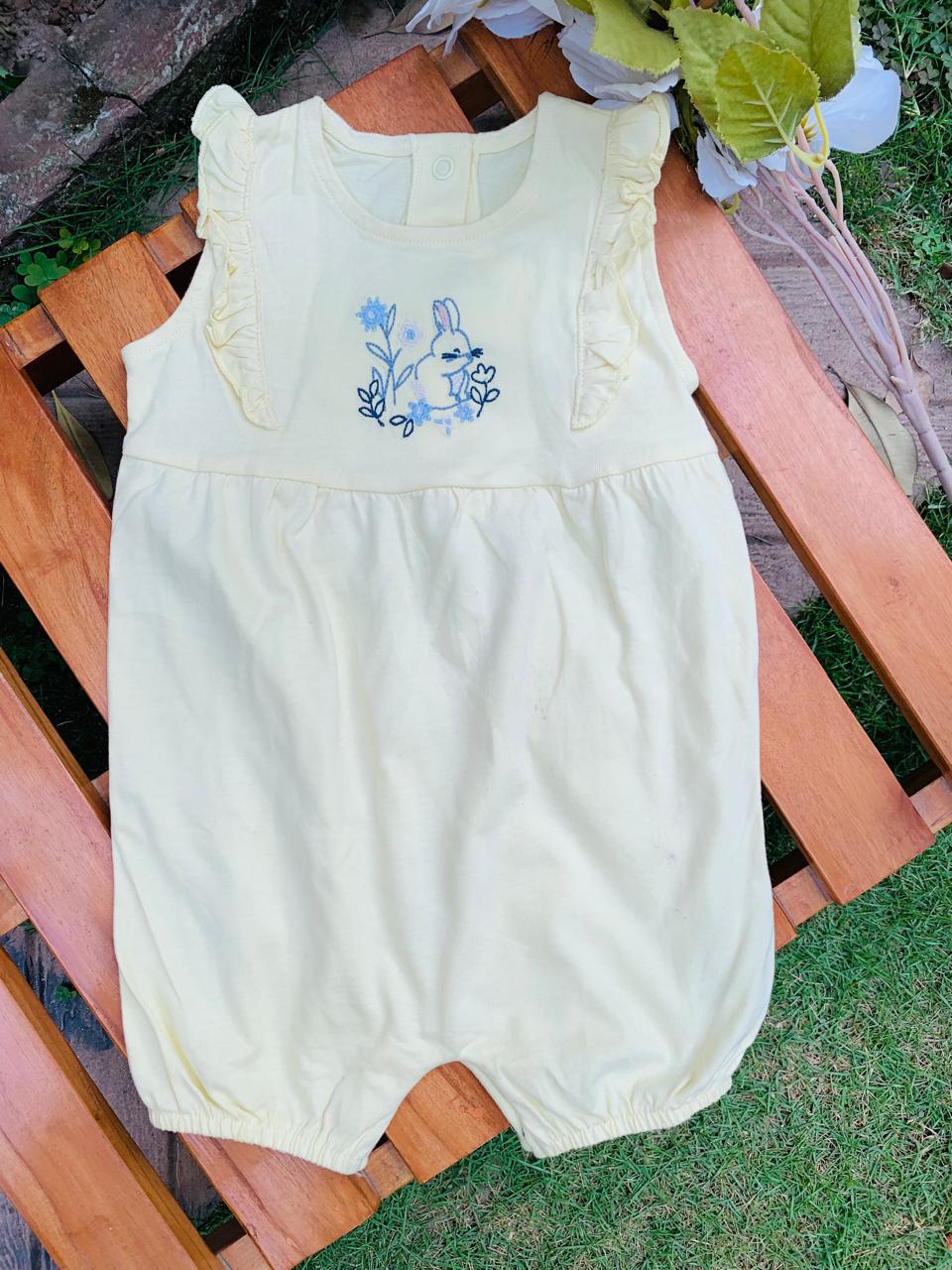 George Rabbit and Flower Print Romper