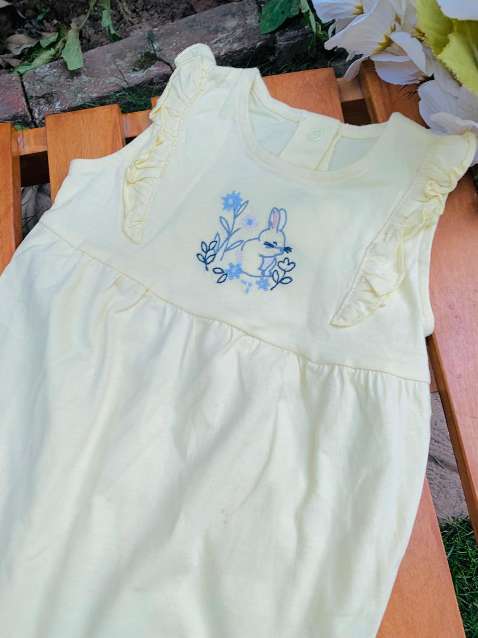 George Rabbit and Flower Print Romper