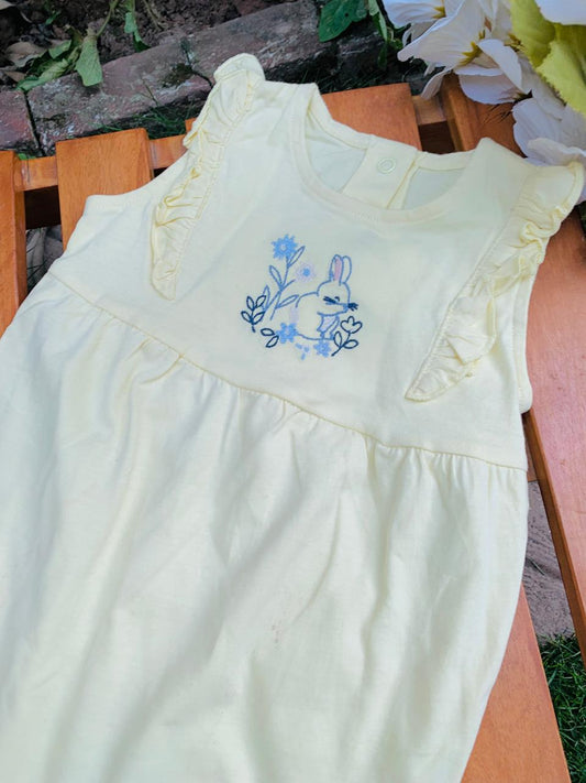 George Rabbit and Flower Print Romper