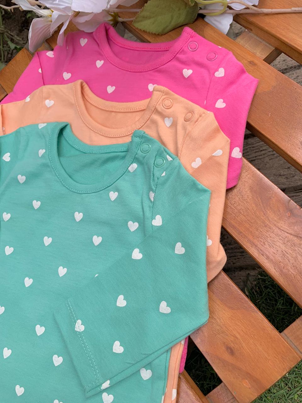 George Heart Print Pack of 3 Shirts