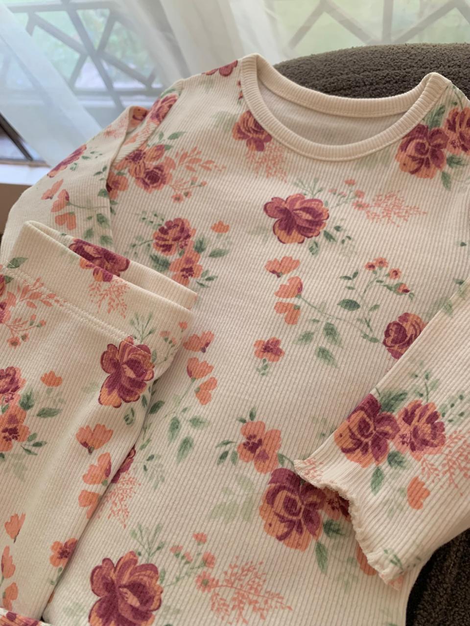 George Floral Ribbed Shirt & Trouser Set