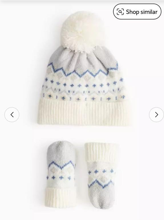 TU Clothing Pom Pom Cap & Mittens Set