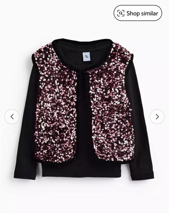 TU Clothing  Ribbed long sleeve top & pink sequin waistcoat