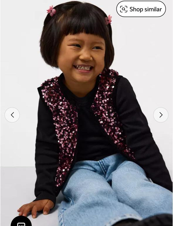 TU Clothing  Ribbed long sleeve top & pink sequin waistcoat