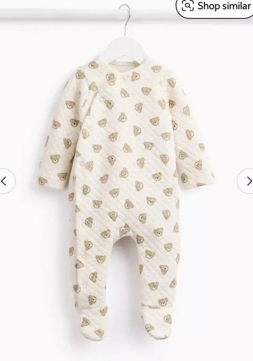 Tu Clothing Bear Quilted Sleepsuit