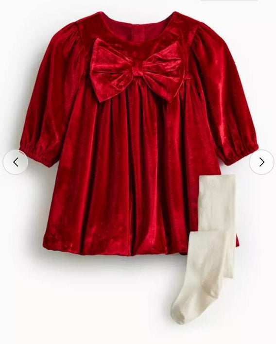 Tu Clothing Bow Velour Frock and leggings