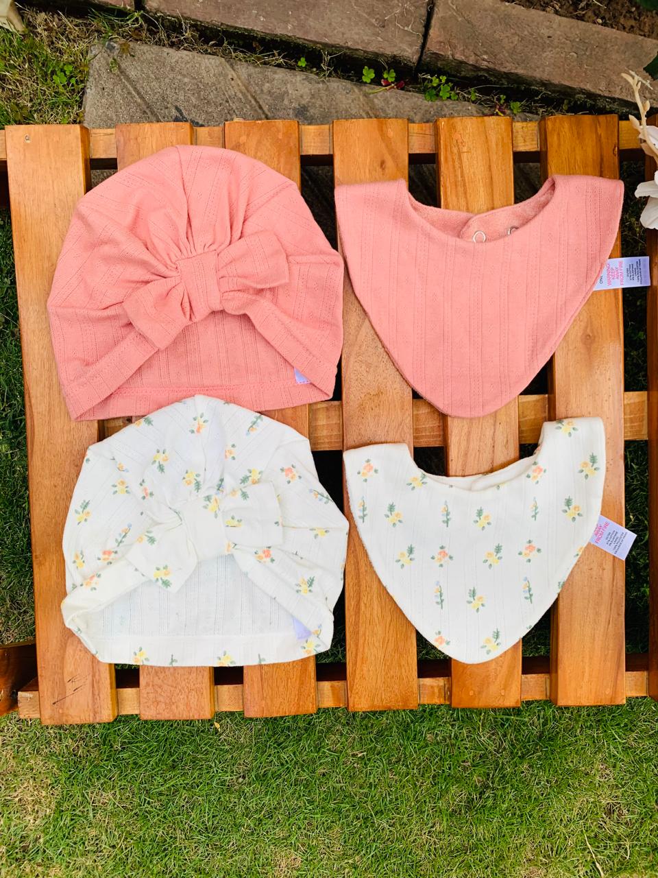 Tu Clothing Floral Pack of 2 Caps and Bibs