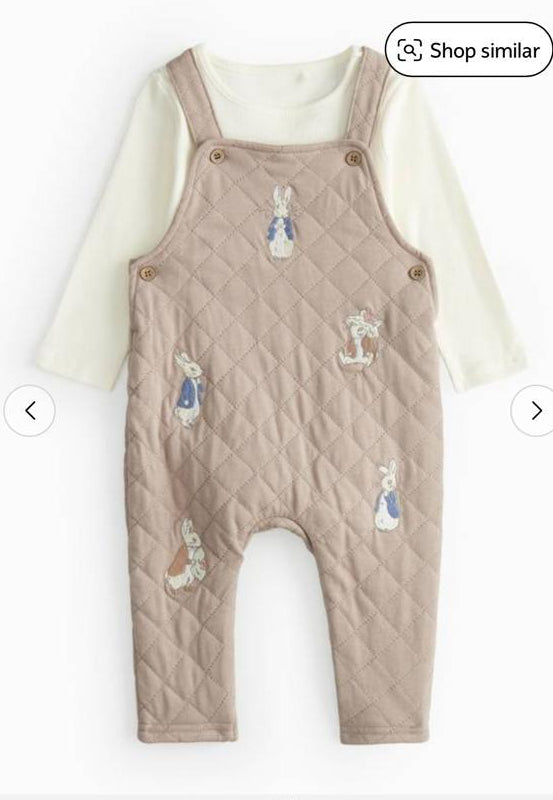 Tu Clothing Peter Rabbit Quilted Dungaree & Bodysuit Set