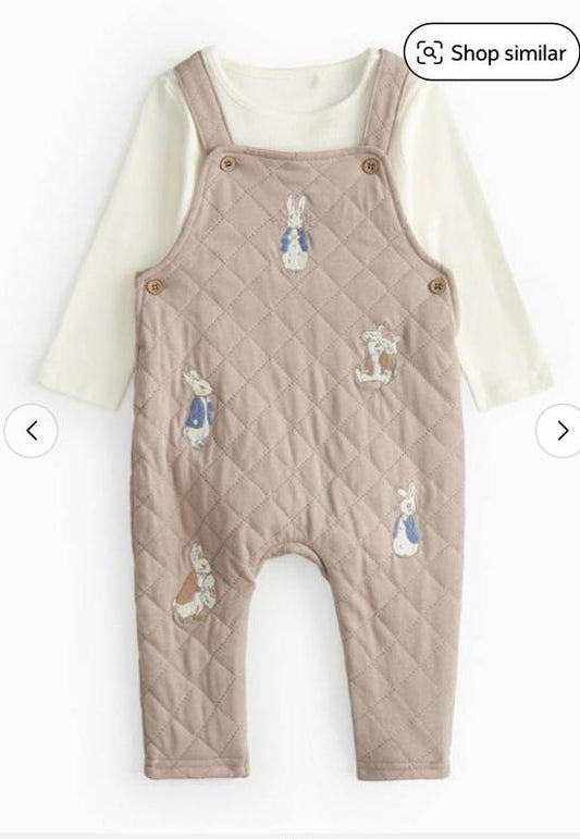 Tu Clothing Peter Rabbit Quilted Dungaree & Bodysuit Set