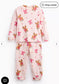 Tu Clothing Bow Print Fleece Shirt and Trouser Set
