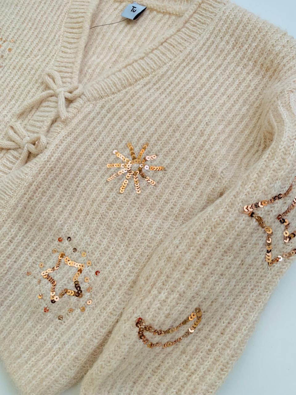 TU Clothing Bow Print Knitted Sweater