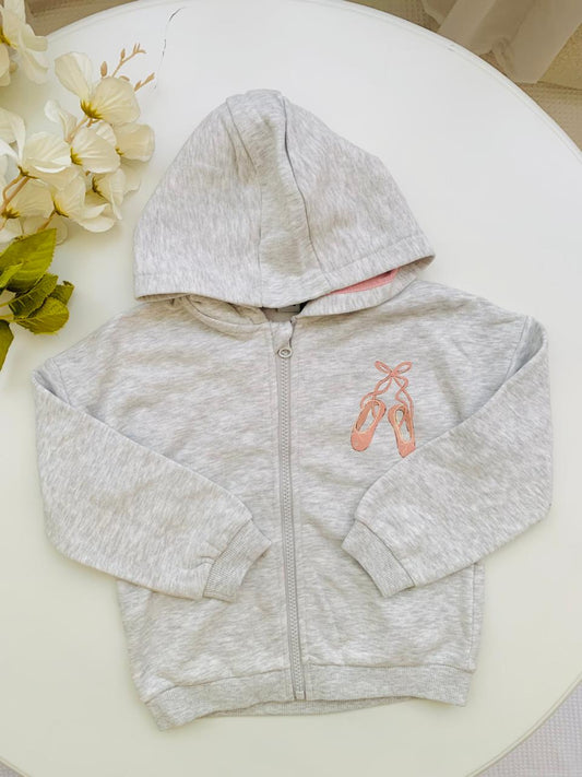 TU Clothing Ballet Shoes Print Zip Up Hoodie