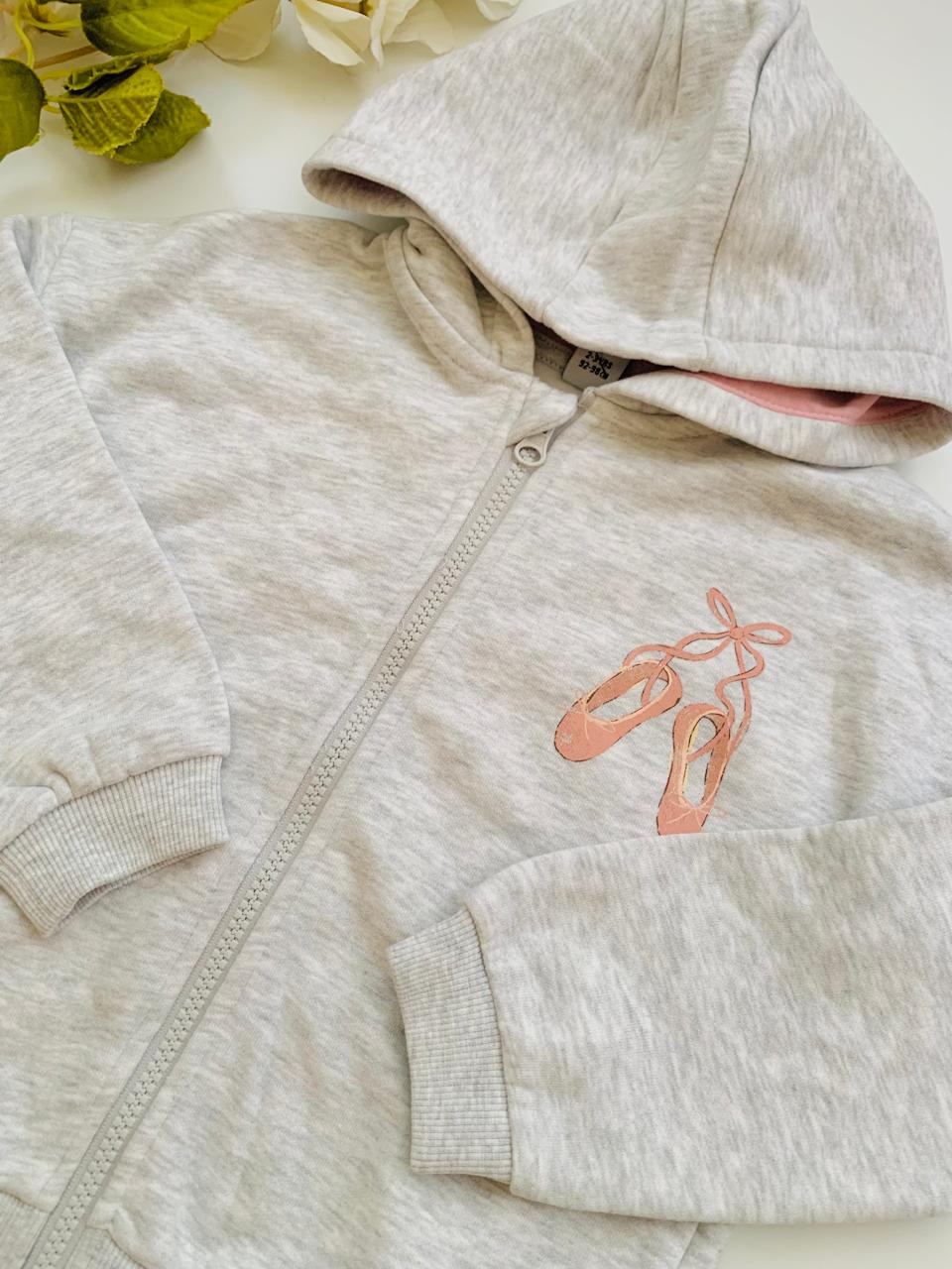 TU Clothing Ballet Shoes Print Zip Up Hoodie