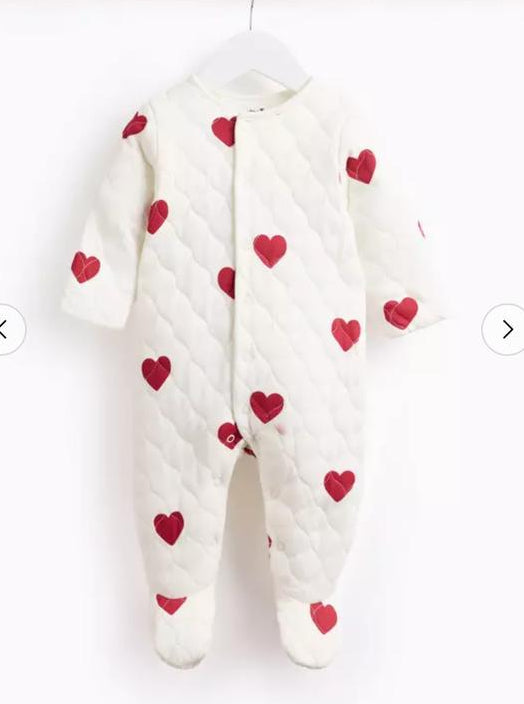 TU Clothing Heart Print Quilted Sleepsuit