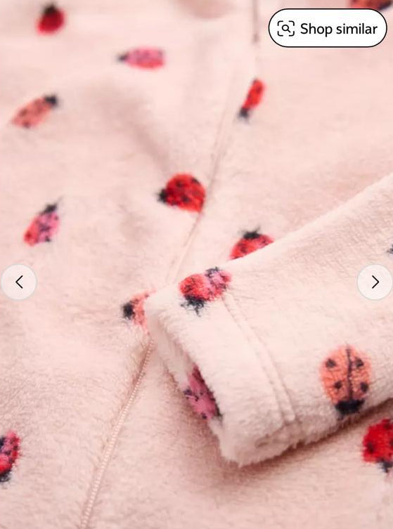 TU Clothing Ladybird Fleece Sleepsuit
