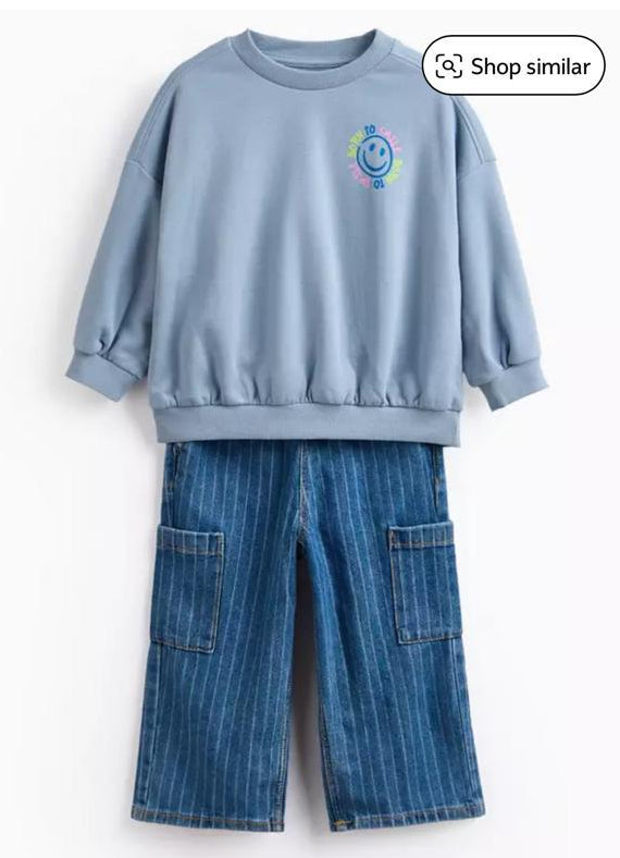 TU Clothing "Born To Smile" Sweat Shirt and Denim Pants Set