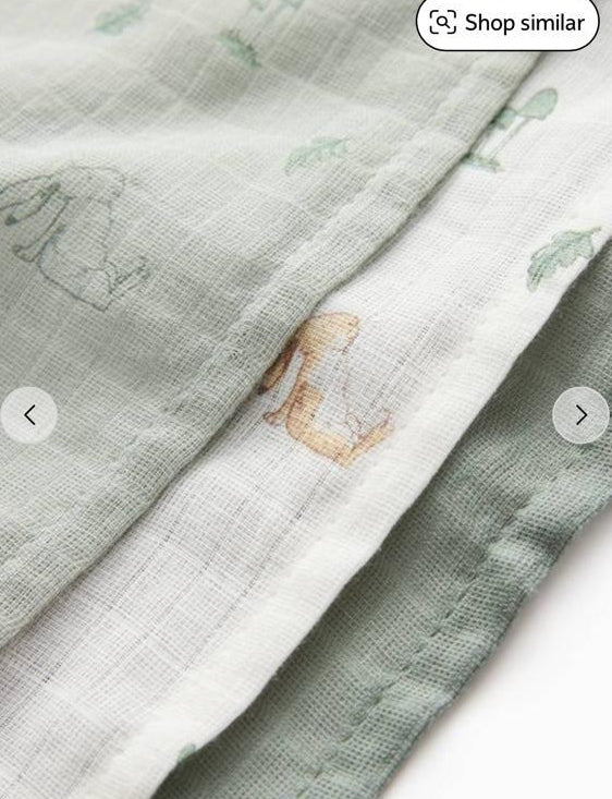TU Clothing Peter Rabbit Print Pack of 3 Muslin Squares