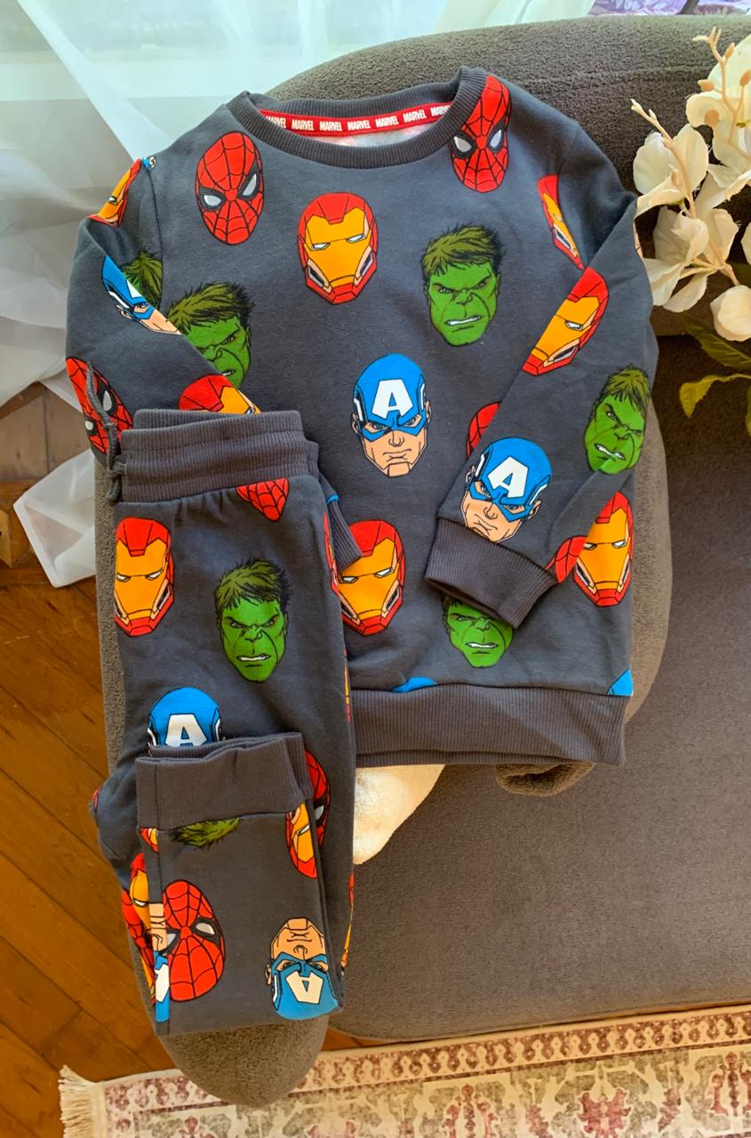 George Printed All over Marvel Sweatshirt & Trouser Set
