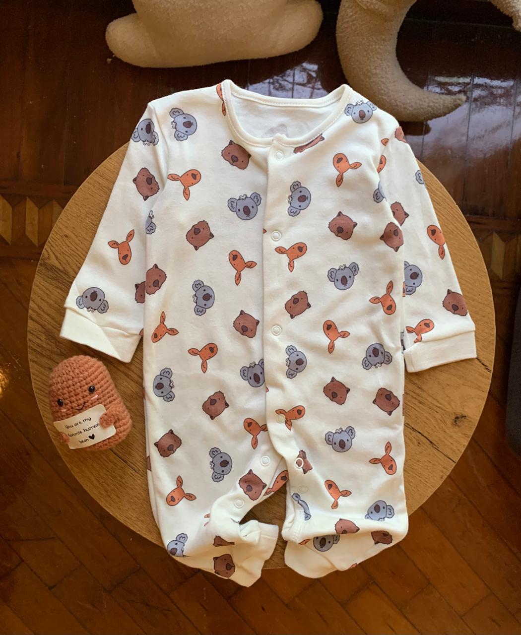 George Koala Character Faces print Sleepsuit