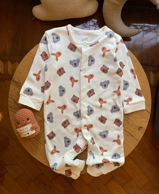 George Koala Character Faces print Sleepsuit