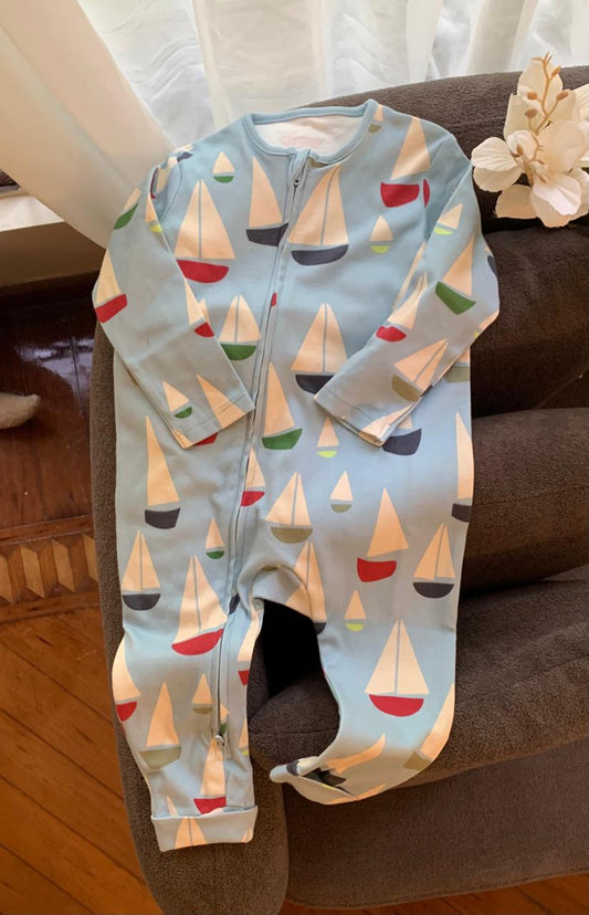 George Sailboat print Sleepsuit