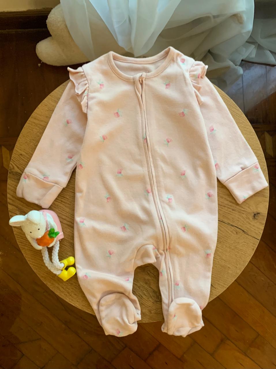 George Flower print Frill Sleepsuit