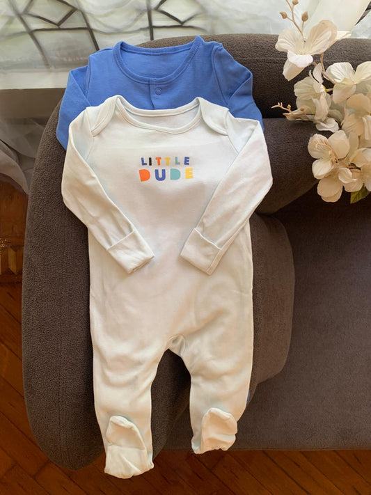 George Pack of 2"Little Dude" Sleepsuits