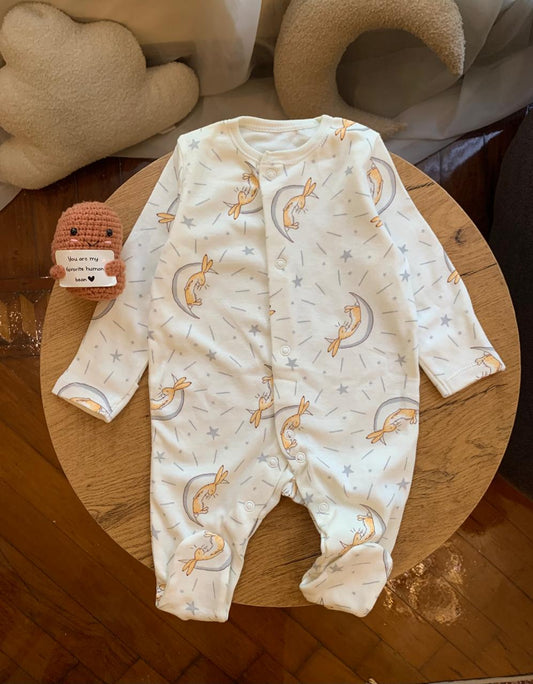 George Bunny on Moon print Sleepsuit
