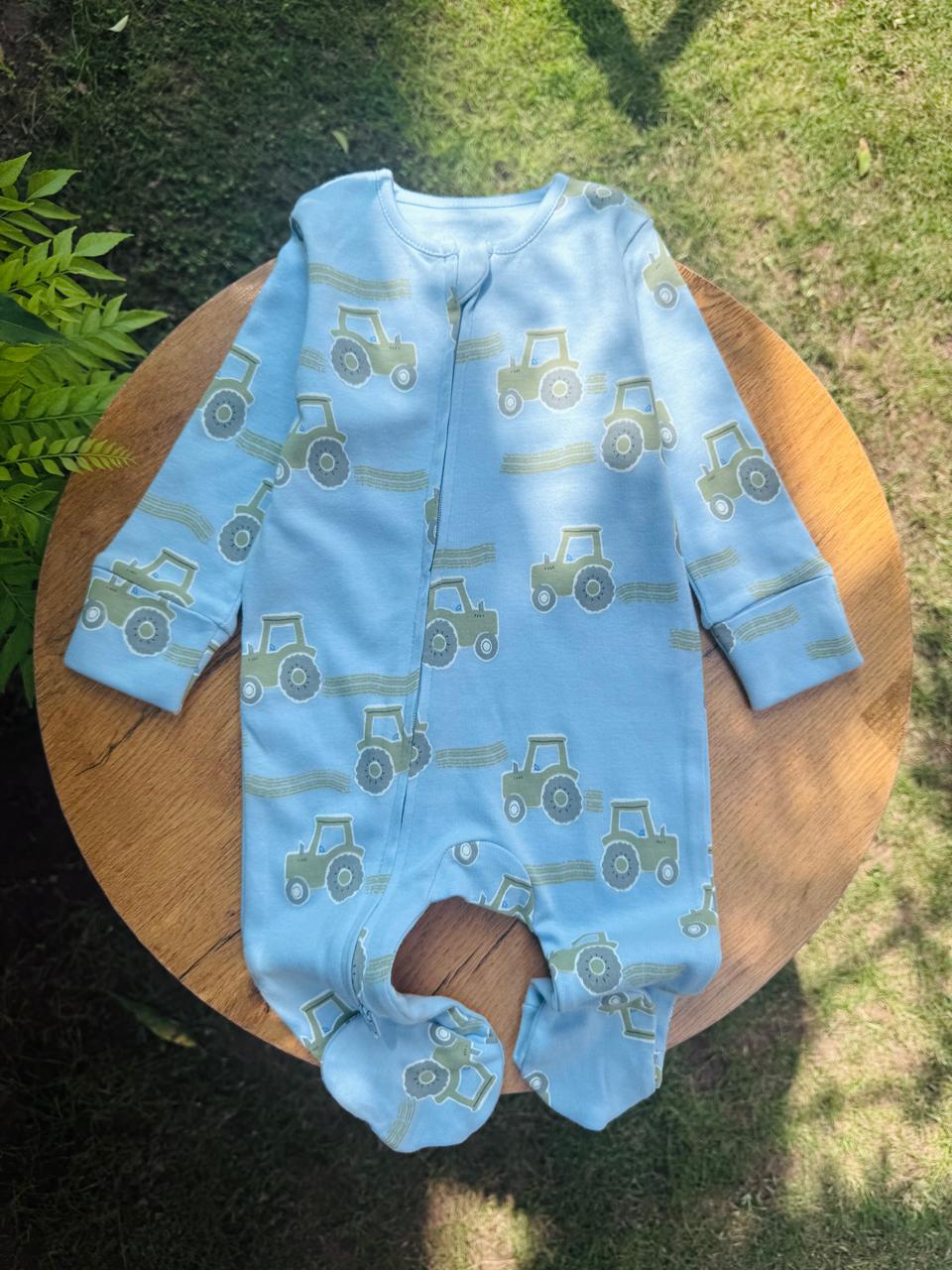 George Tractors print Sleepsuit