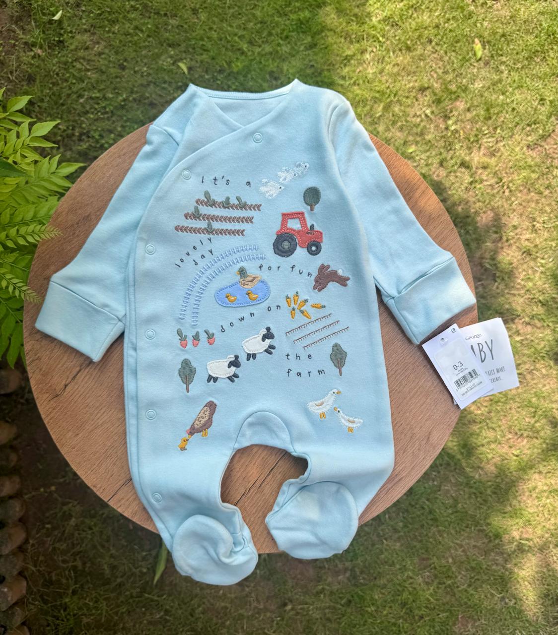 George Farmyard Story Embrioded Sleepsuit