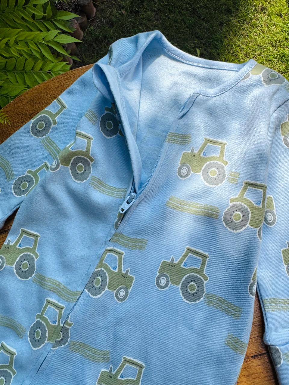 George Tractors print Sleepsuit