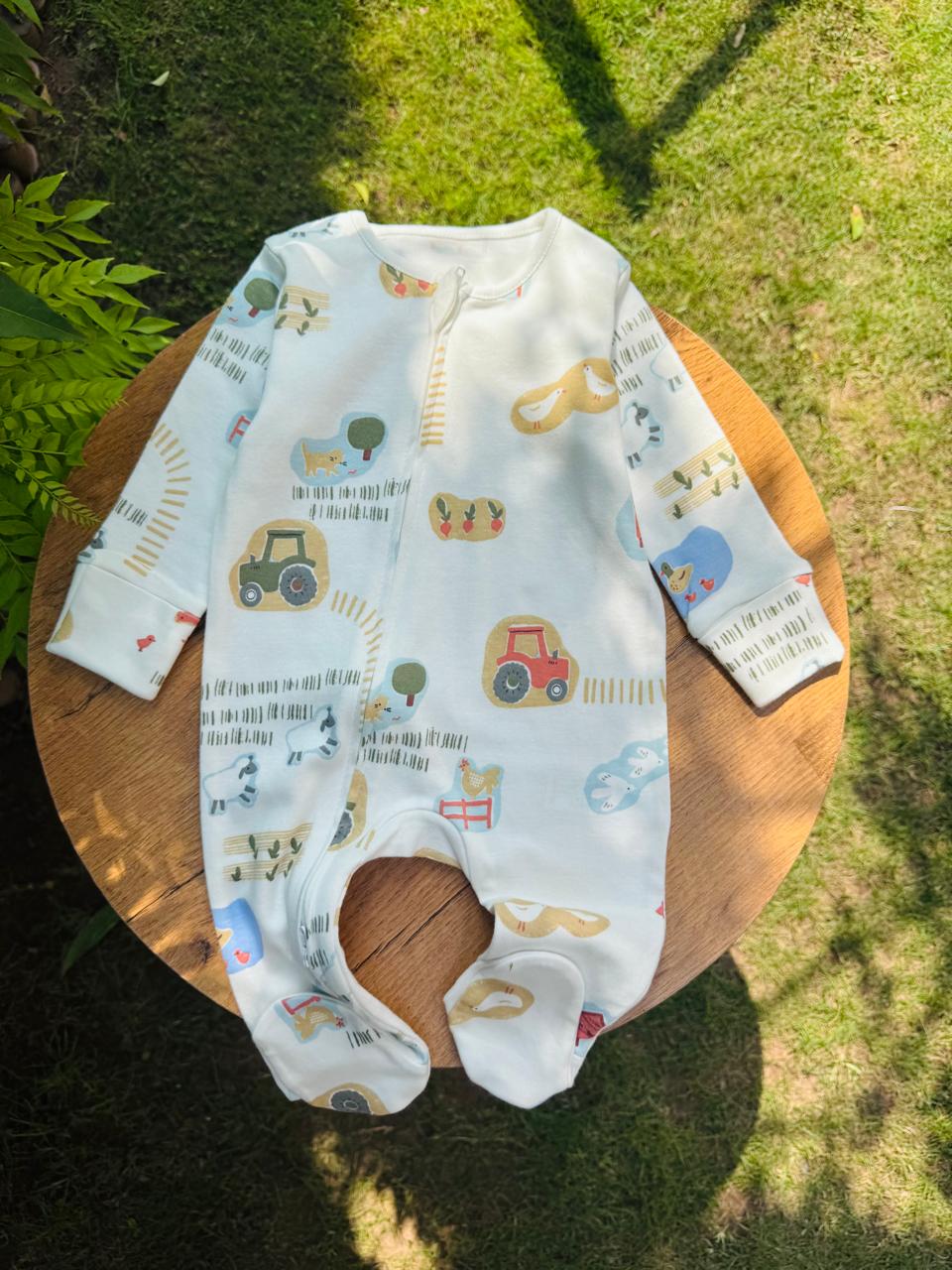 George Farmyard story print Sleepsuit