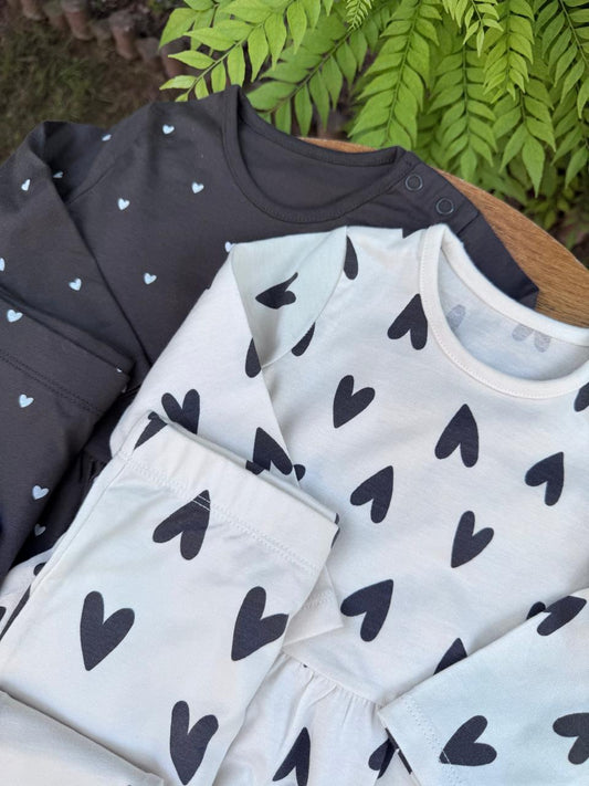 George Hearts print Pack of 2 Pyjamas Set