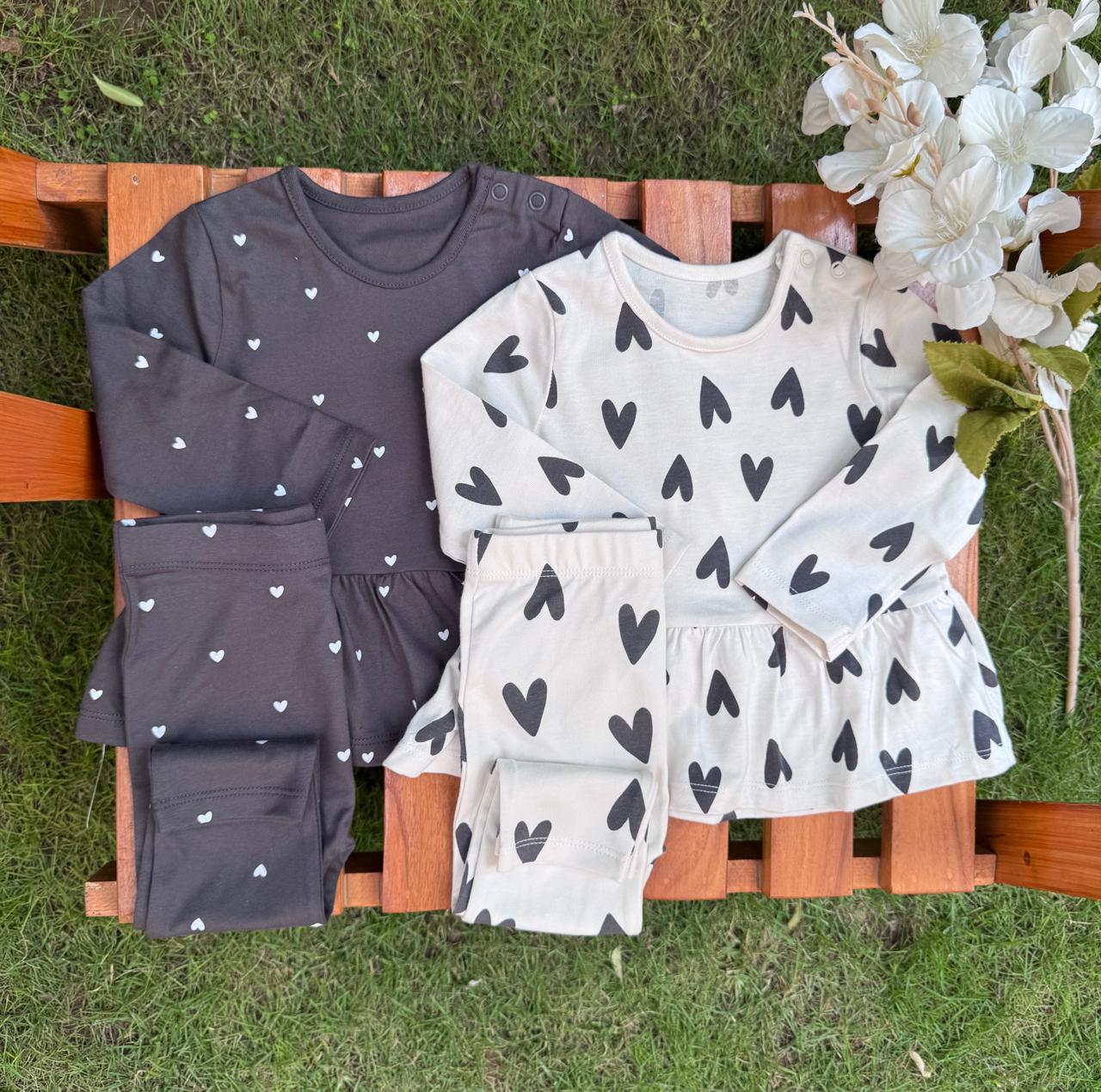 George Hearts print Pack of 2 Pyjamas Set