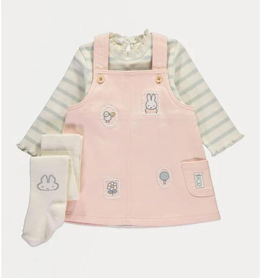 George Miffy Embroidered Dungaree with Bodysuit & Leggings Set