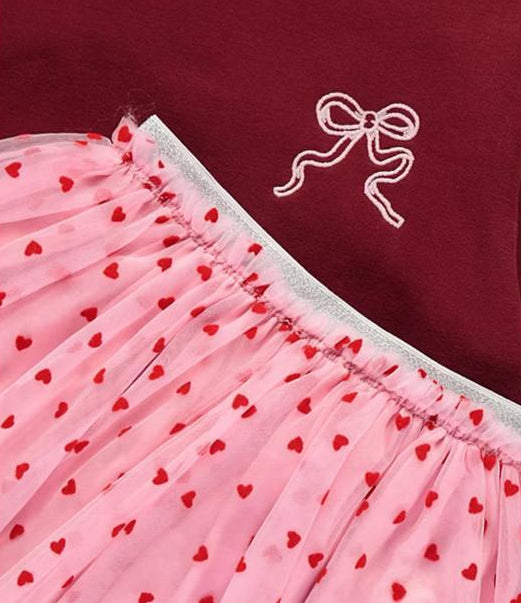 George Embroidered Bow Sweatshirt & Skirt Outfit