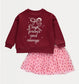 George Embroidered Bow Sweatshirt & Skirt Outfit