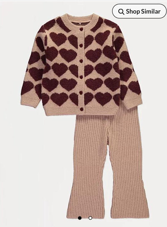 George Heart print Knitted Cardigan & Trousers Set