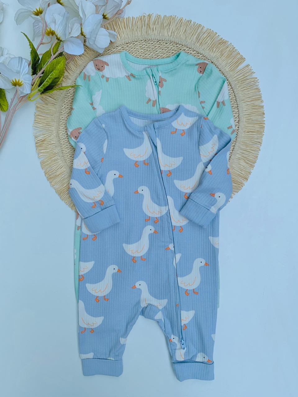 Tu Clothing pack of 2 Sheep & Duck print Sleepsuits