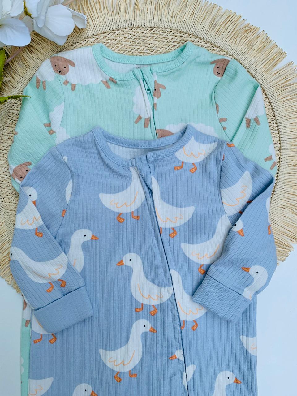 Tu Clothing pack of 2 Sheep & Duck print Sleepsuits